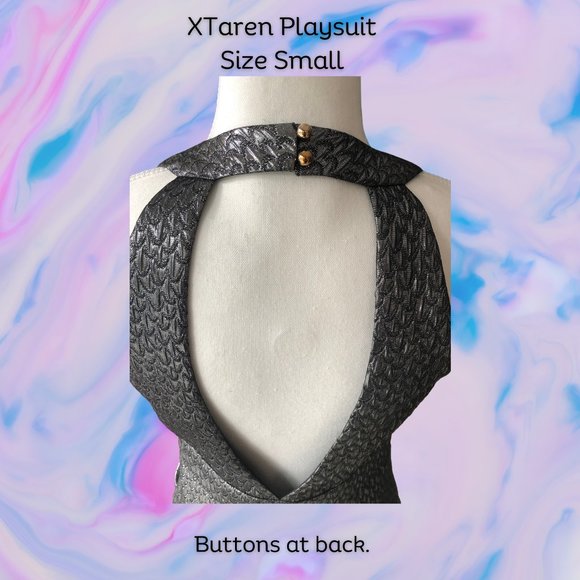 Gorgeous silver. self embossed playsuit. Size Small. - Picture 4 of 7